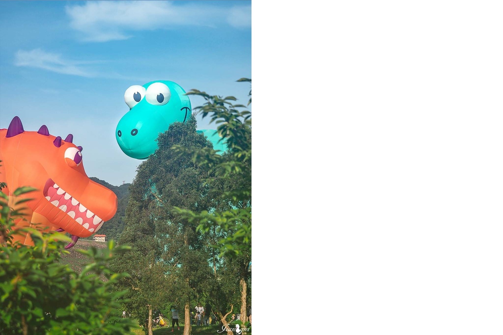 桃園也有侏儸紀公園 石門水庫熱氣球  超萌暴龍&#038;劍龍 選對時間免入園費 @蔣妮の冰斗人生
